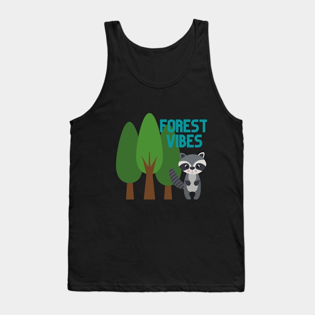 Cute Forest Vibes Raccoon Nature Design Tank Top by CrazilykukuDesigns